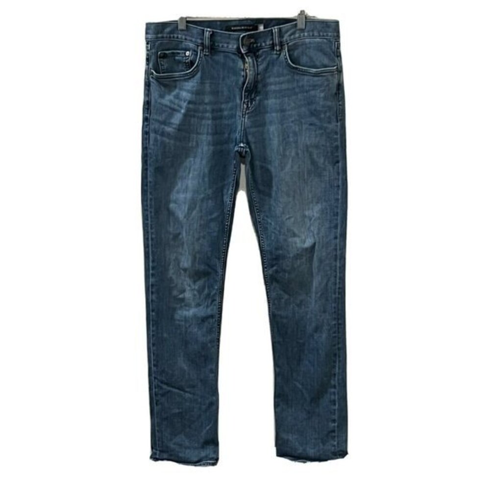 Banana Republic Mens Slim Fit Mid Rise Stretch Blue Jeans Distressed Sz 34 x 34